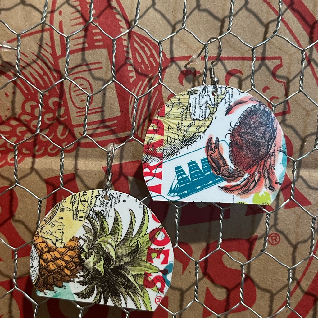 Trader Joe’s Earrings With Half Dome Shaped Tropical